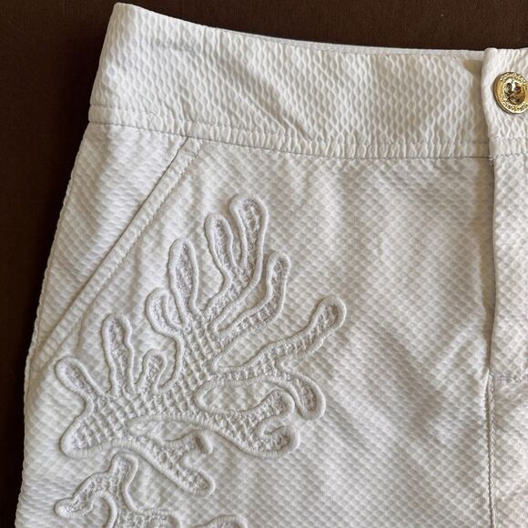 Lilly Pulitzer Nicki Skort 0 Resort White Textured Applique Coral Tennis Beach - Picture 3 of 7